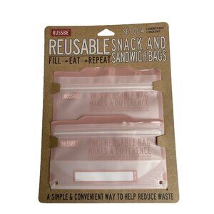 Sandwich Snack Bags Reusable 4pc Set Eco Zipper Food Storage Lunch Kit NEW